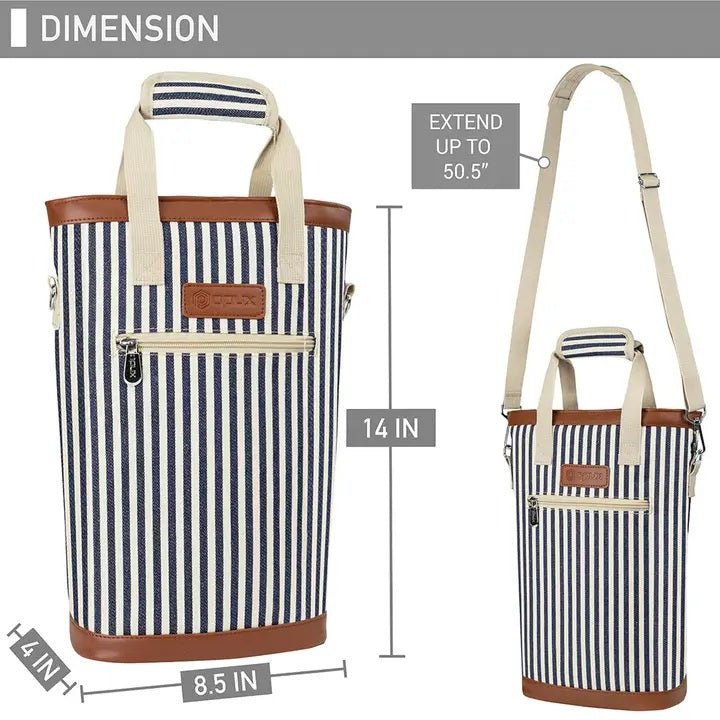 WINE TOTE - Stripe Navy