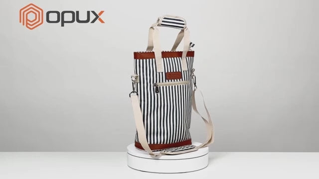 Load video: WINE TOTE - Stripe Navy