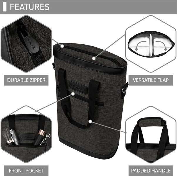 WINE TOTE - Charcoal & Black